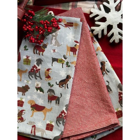 Toallas de cocina perritos navideños – 3 pzas –