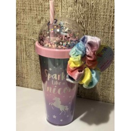 Vaso con Popote de Unicornio